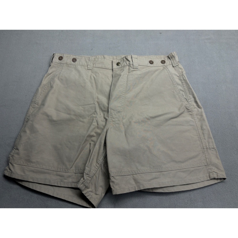 Filson 576 Mens Tan Khaki Cotton Canvas Button Fly Suspender Button Shorts 38